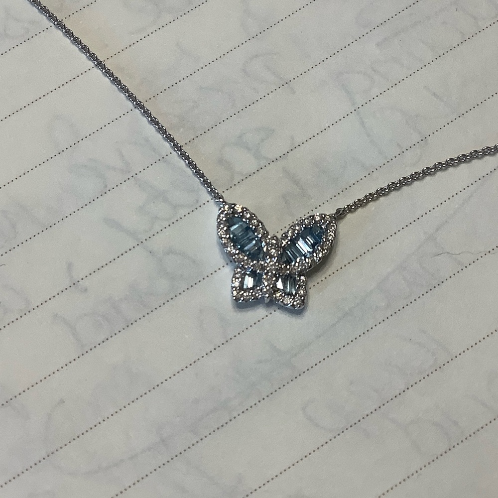 Dazzling Blue and Silver Butterfly Necklace